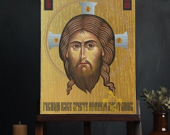 聖フォティオスのイコン - ビザンチン美術 - 手作りの木製額縁に描かれ