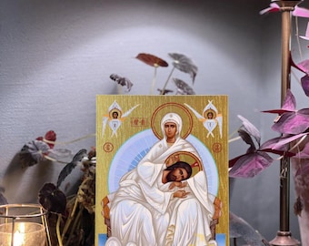 Holy Mother of Humility, Byzantine Iconography Christian Art Gift Religious Home Decoration Reproduced Icons