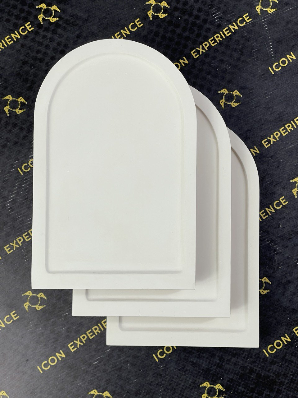 Gessoed Round Top Icon Boards With a Round Raised Border and Oak Braces