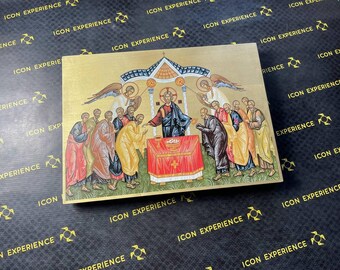 The Holy Communion / Eucharist, Premium Replica On Wood  Natural UV pigments Wooden Icon  Sacral Art Religious Gift