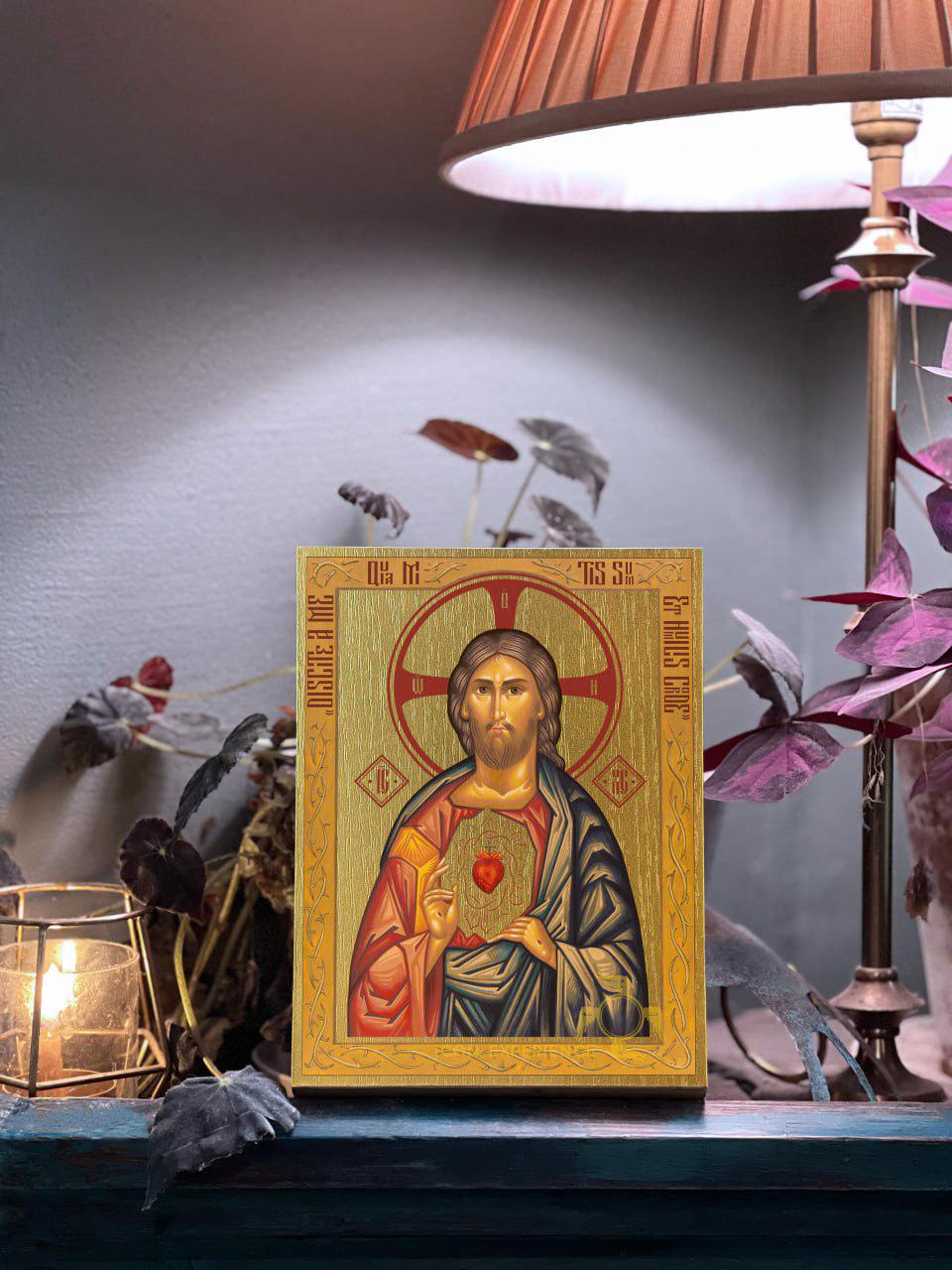 The Sacred Heart of Jesus Christ  Byzantine Iconography Sacral Art Christian Gift Religious Home Decoration