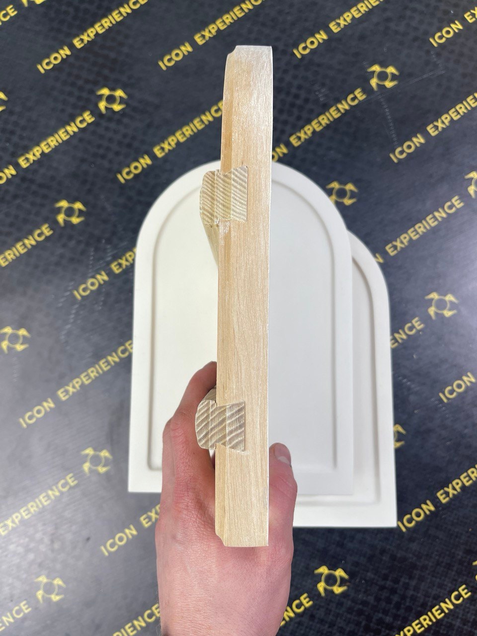 Gessoed Round Top Icon Boards With a Round Raised Border and Oak Braces