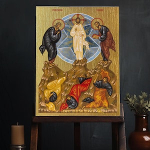 Transfiguration of Jesus Christ Icon: Christian Wooden Art (7.9”х5.9”)