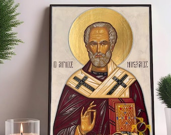 Hand-Painted Icon of Saint Nicholas the Wonderworker 22x30cm (9x12")