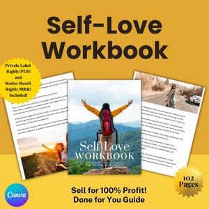 Self-Love Workbook with Master Resell Rights | Editable Canva Template | DFY Coaching Guide | Spiritual Life Coach Journal eBook | PLR & MRR