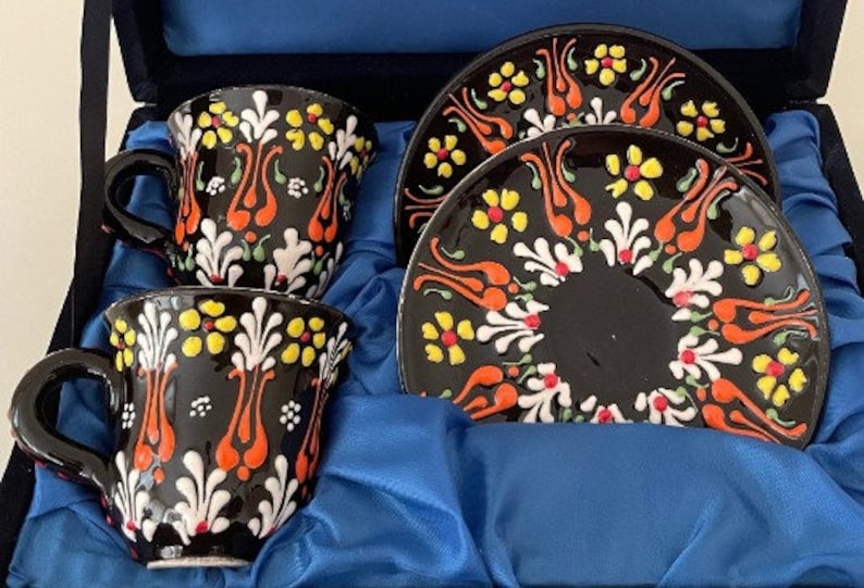 Hand-painted Ceramic Espresso Cup Set: Seljuk Turkish Coffee Cups - Etsy
