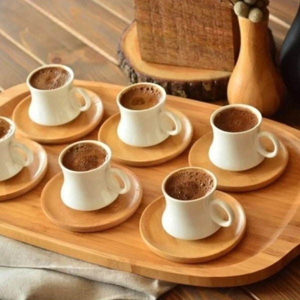 6x keramische espressokopjes en schoteltjes set, Boho koffiekopje set, Macchiato kopje, keramische espresso kopje set, Moederdag cadeau