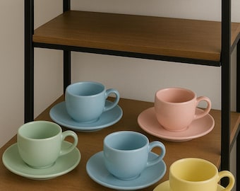 フランス製の古いコーヒーカップのカラフルな6個セット - Etsy 日本