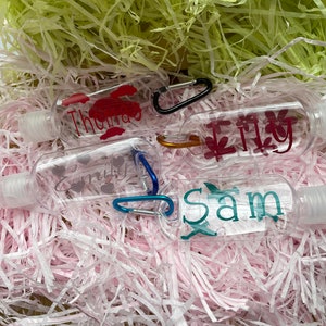 Personalised hand sanitiser bottles