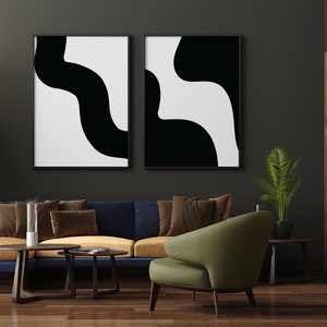 Schwarz und weiß abstrakte Drucke, Wand Kunst 2er Set, schwarz und weiß digitaler Download, minimalistische Galerie Wand Dekor