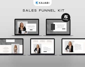 Kajabi Template Bundle | 5 Sales Funnel Templates for Coaches & Online Course Creators | Neutral Sales Page, Landing Page, Opt-In Page