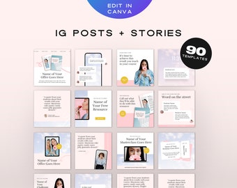 Instagram Post & Story Templates for Coaches and Course Creators | Instagram Template Canva, Business Templates, Instagram Marketing