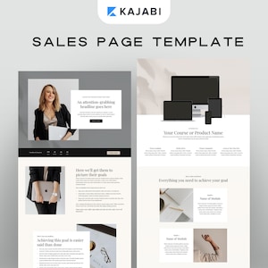 Kajabi Sales Page Template für Coaches, Online-kurs Ersteller & Entreprenerus | Neutrale Landingpage | Verkaufstrichter Vorlage starten