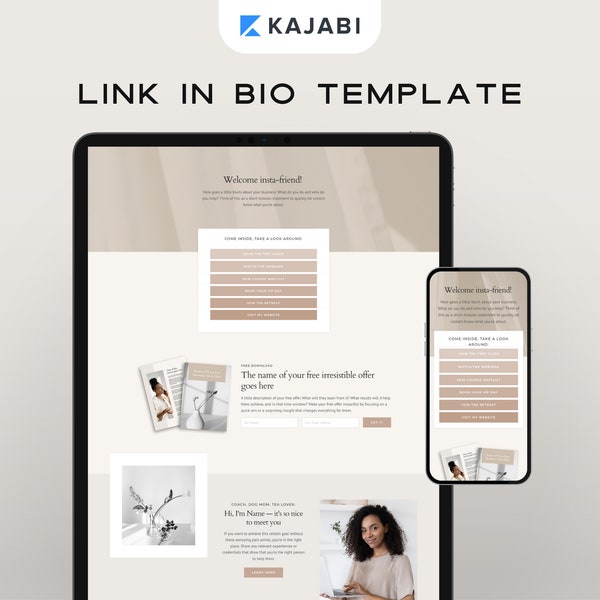 Kajabi Instagram Link in Bio | Instagram Links Page | Instagram Landing Page | Kajabi Template For Coaches and Course Creators