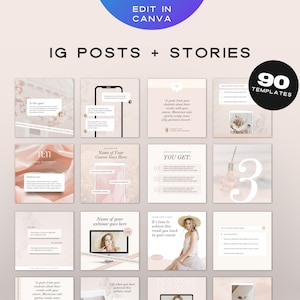 Instagram Post & Story Templates for Coaches and Course Creators | Instagram Template Canva, Business Templates, Instagram Marketing