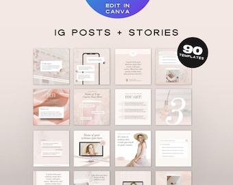 Canva Instagram Template Bundle with 90 Editable Posts + Stories: For Coaches & Course Creators