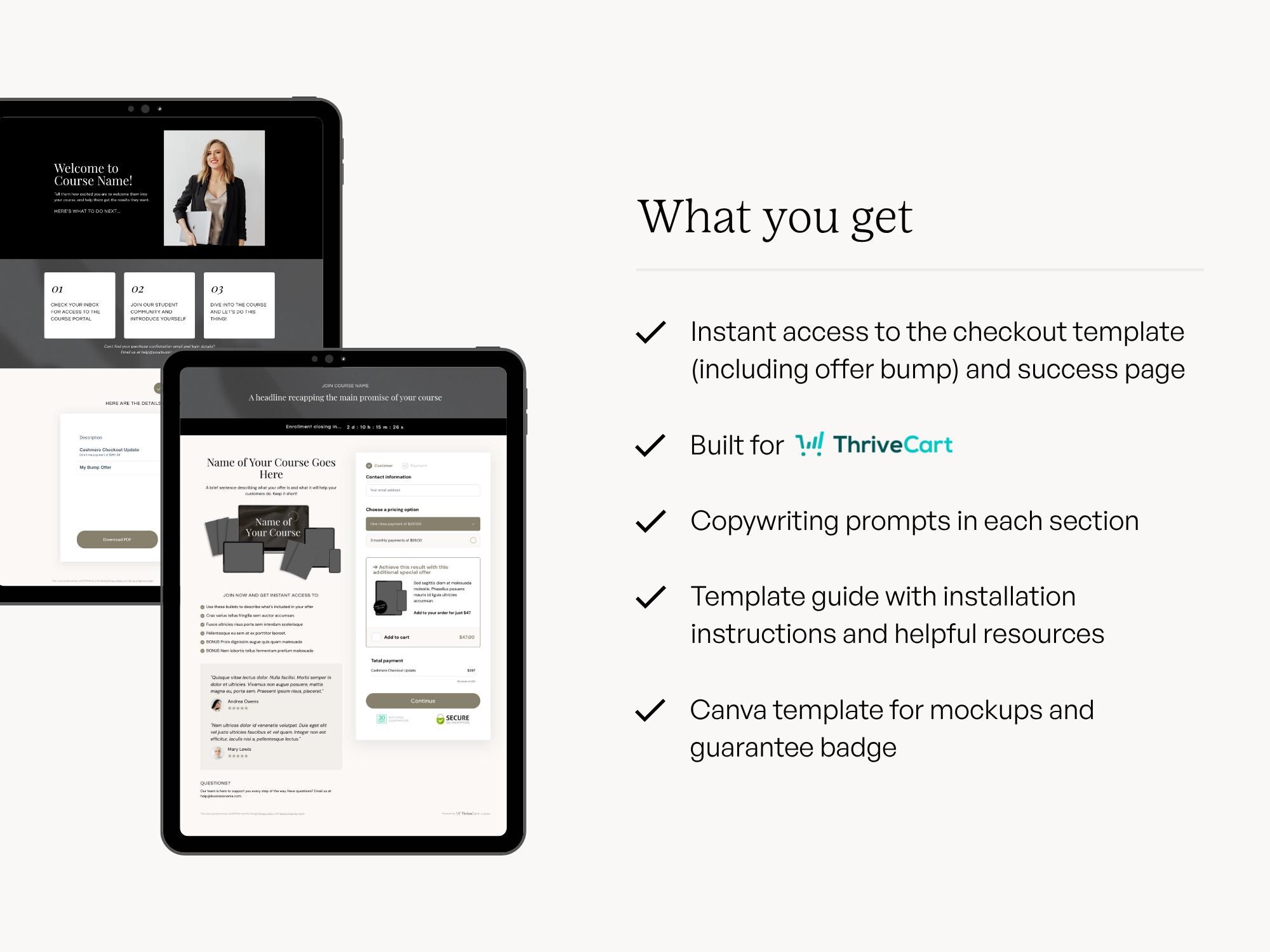 Thrivecart Checkout Page Template: for Coaches & Course Creators - Etsy