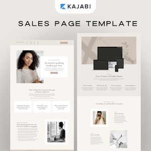 Kajabi Sales Page Template for Coaches, Online Course Creators & Entreprenerus | Neutral Landing Page | Launch Sales Funnel Template
