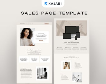 Kajabi Sales Page Template with Canva Digital Product Mockups: For Coaches & Course Creators