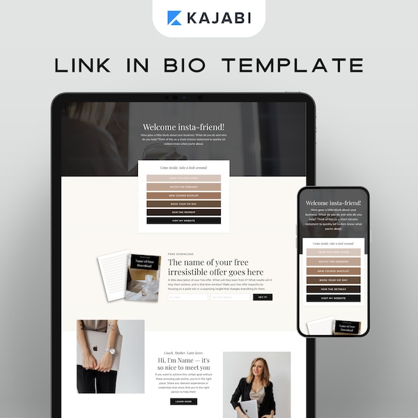 Kajabi Instagram Link in Bio | Instagram Links Page | Instagram Landing Page | Kajabi Template For Coaches and Course Creators