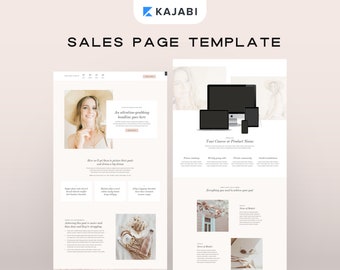 Kajabi Sales Page Template with Canva Digital Product Mockups: For Coaches & Course Creators