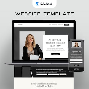 Kajabi Website Template | Kajabi Website Theme for Coaches & Online Course Creators | Neutral Kajabi Template and Kajabi Landing Page