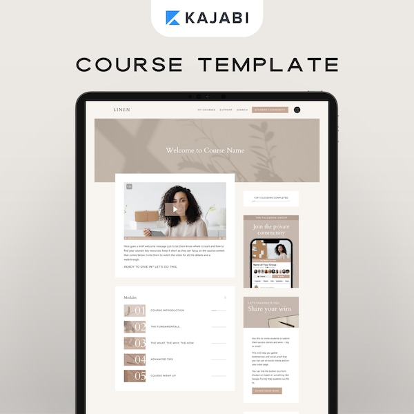 Kajabi Course Template | Kajabi Product Template with Course Thumbnails | Product Theme for Coaches & Course Creators | Kajabi Template