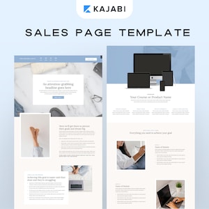 Modelo de página de vendas Kajabi para coaches, criadores de cursos online e empreendedores | Landing Page feminina | Modelo de funil de vendas de lançamento