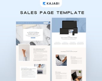 Kajabi Sales Page Template with Canva Digital Product Mockups: For Coaches & Course Creators