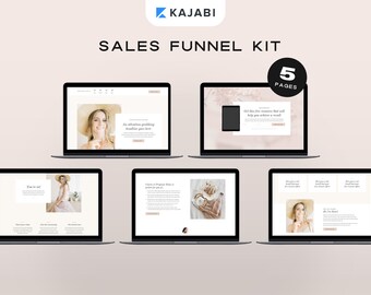 Kajabi Template Bundle | 5 Sales Funnel Templates for Coaches & Online Course Creators | Feminine Sales Page, Landing Page, Opt-In Page