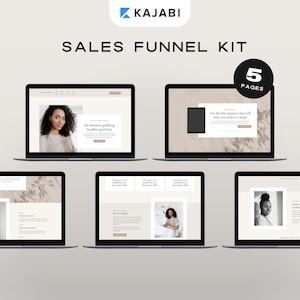 Kajabi Template Bundle | 5 Sales Funnel Templates for Coaches & Online Course Creators | Neutral Sales Page, Landing Page, Opt-In Page