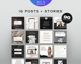 90 Instagram Templates for Canva | Coaches & Course Creators (Digital Download)