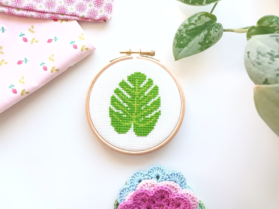 Monstera - 10 Cm (or 4 Inch) | Cross Stitch Pattern | Pdf Download ...