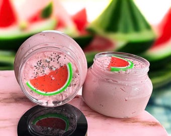Watermeloen Whipped Sugar Scrub – Veganistische exfoliërende bodyscrub met zeeptopper