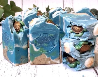 Sand and Ocean Soap: Handcrafted Beach Decor with Turtle