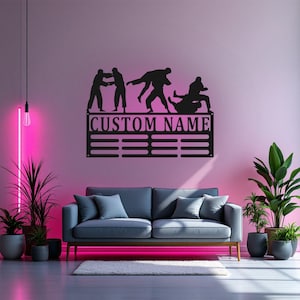 Custom Brazilian JiuJitsu Medal Holder LED Light, Personalized Martial Art Player Name Medal Hanger, Martial Art Medal Display Awards Sign
