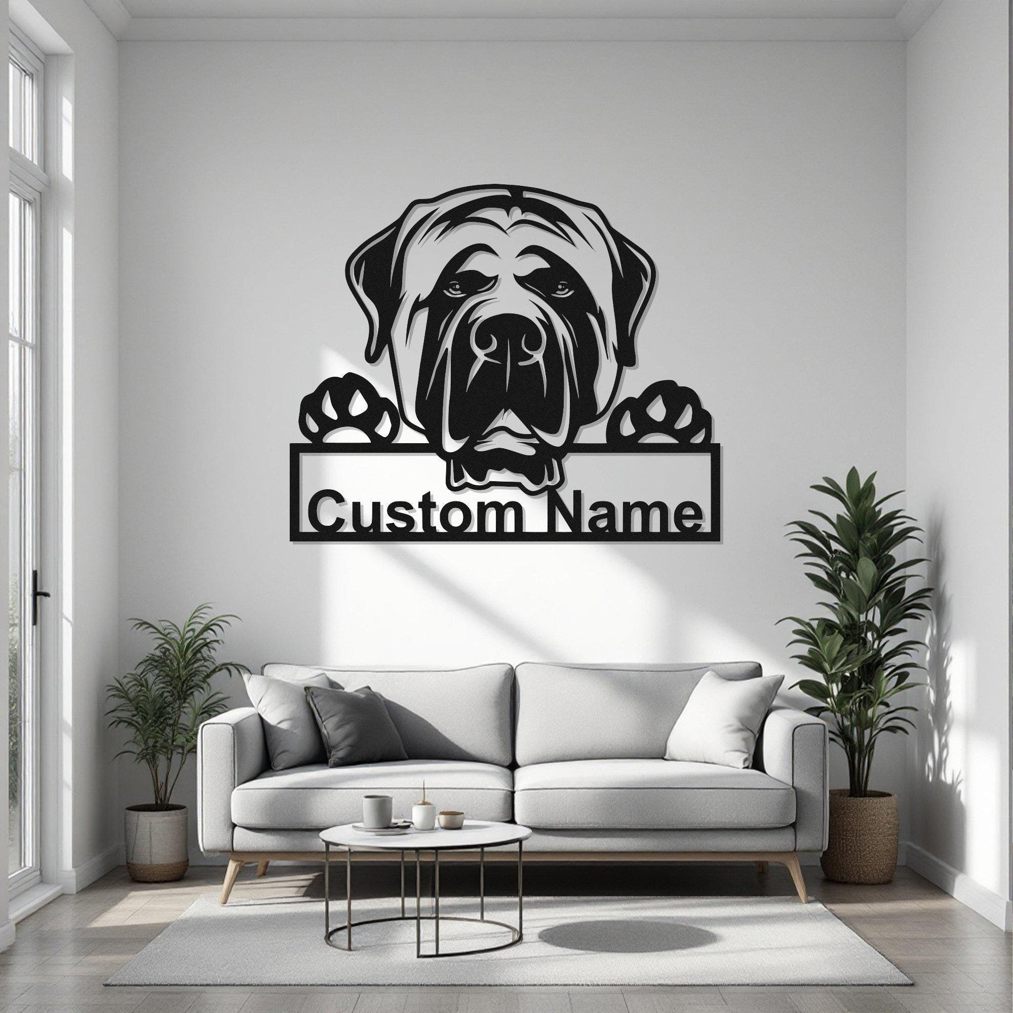 Custom English Mastiff Metal Wall Art With LED Light, Personalized ...