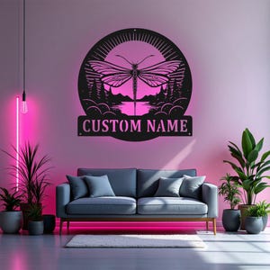 Custom Dragonfly Metal Sign With LED Light , Personalized Dragonfly Name Sign Decoration For Room, Dragonfly Metal LED Decor, Dragonfly Sign