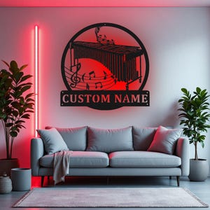 Custom Mandolin Metal Wall Art With LED Light, Personalized Mandolin Teacher Name Sign Decoration For Room, Mandolin Home Metal Decor