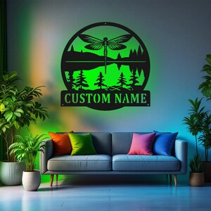 Custom Dragonfly Metal Sign With LED Light , Personalized Dragonfly Name Sign Decoration For Room, Dragonfly Metal LED Decor, Dragonfly Sign