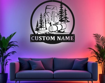 Custom Hiking Backpack Metal Wall Art With LED Light, Personalized Hiker Name Sign Decoration For Room, Hiking Metal LED Decor,Custom Hiking