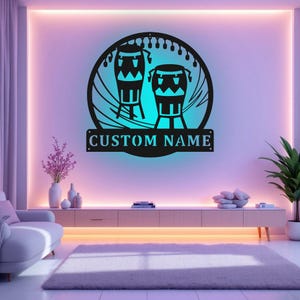 Custom Conga Metal Wall Art With LED Light, Personalized Conga Teacher Name Sign Decoration For Room, Conga Metal Home Decor, Custom Conga