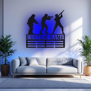 Custom Shooting Medal Holder LED Light, Personalized Shooting Player Name Medal Hanger, Shooting Medal Display Awards Sign, Custom Shooting