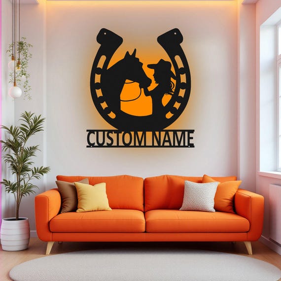 Custom Name & Photo Horseshoe Neon Wall Lamp – Personalized Acrylic Light For Equestrian Lovers – Perfect Gift For Horse Enthusiasts
