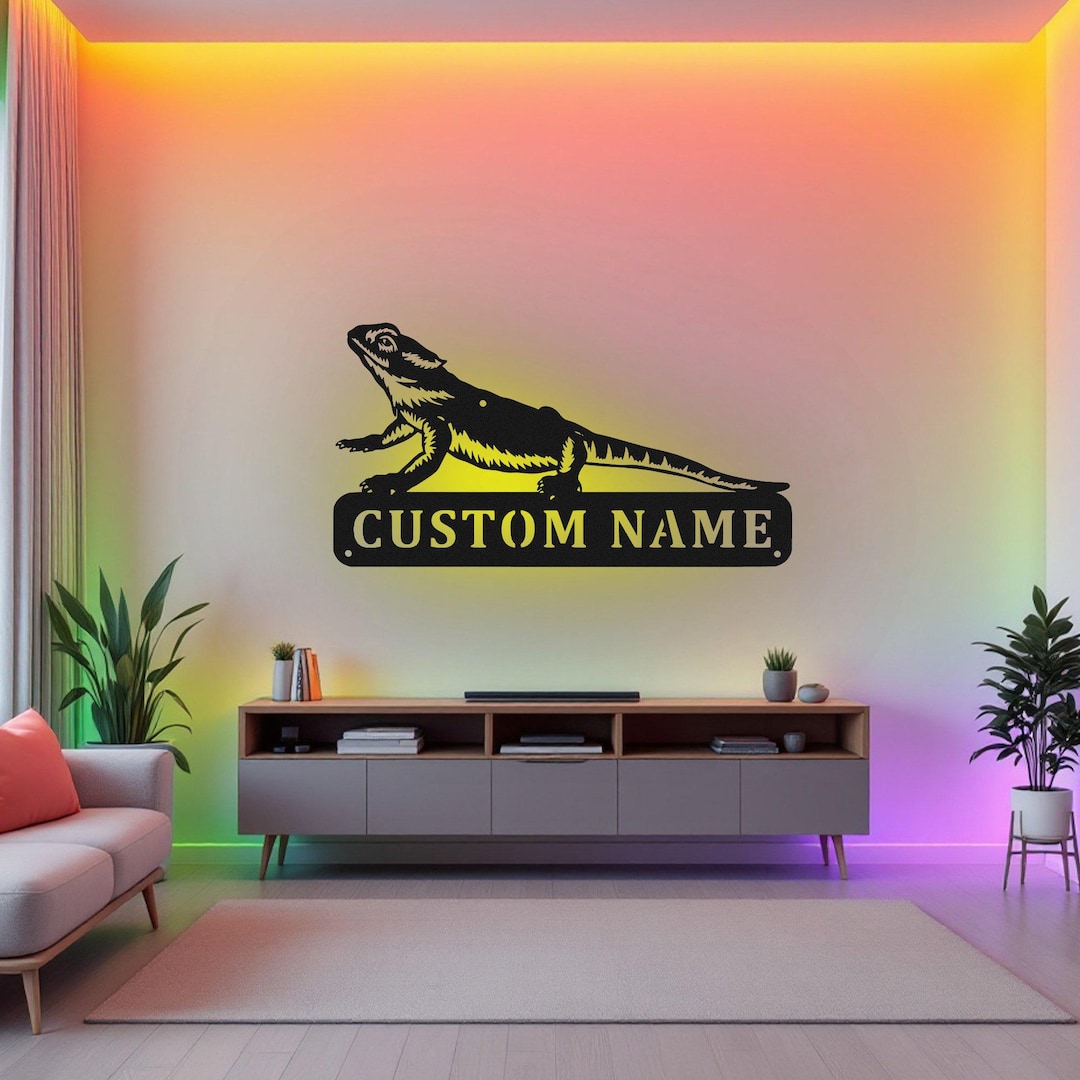 Custom Bearded Dragon Metal Wall Art With LED Light, Personalized ...
