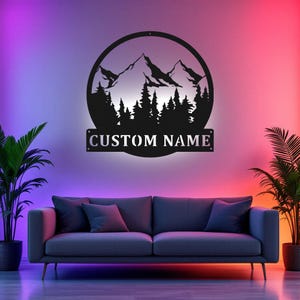 Decorazione murale in metallo per mountain bike personalizzata con luce a LED, cartello con nome personalizzato per mountain biker, decorazione per la stanza, decorazione in metallo a LED per mountain bike