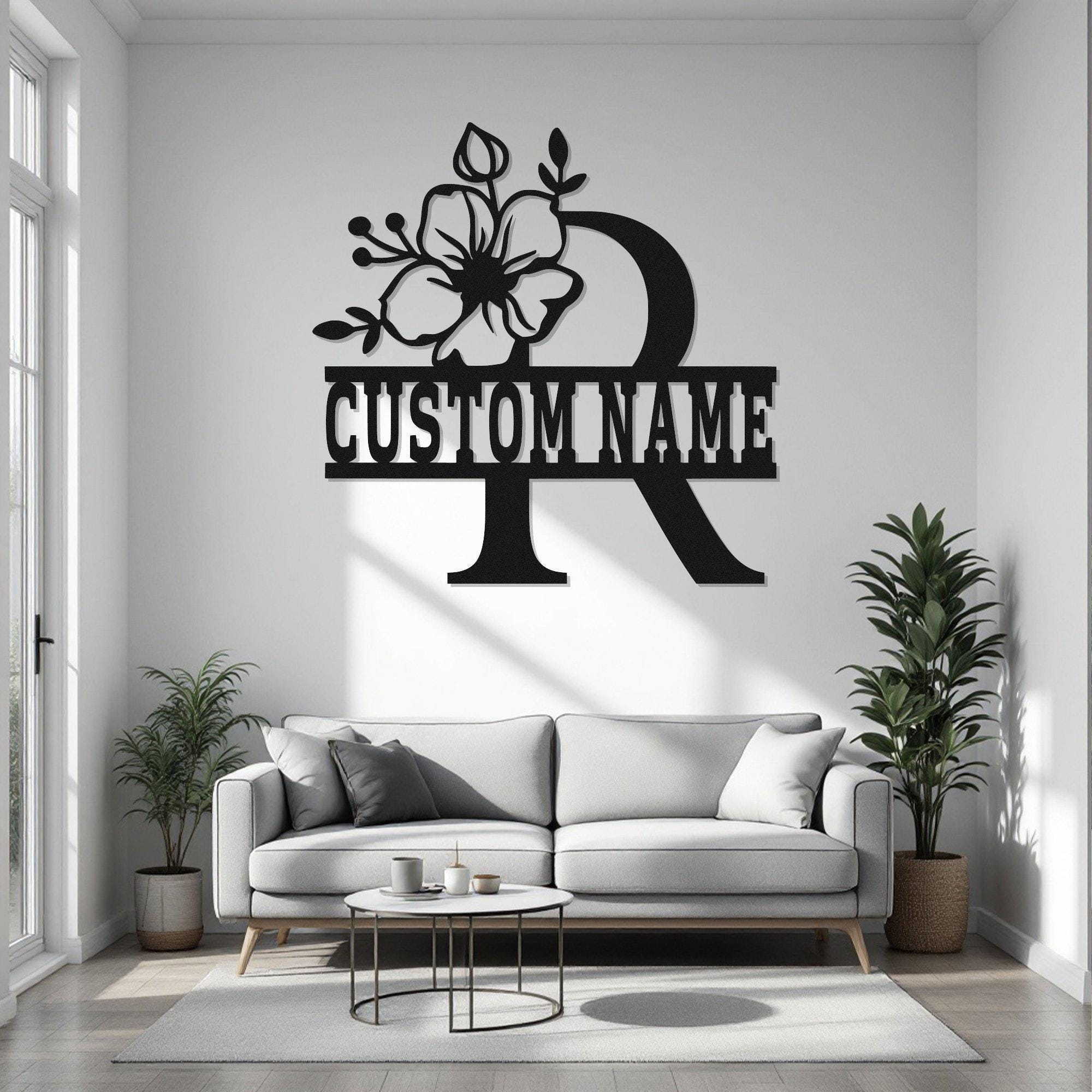 Room Decor With R Custom Floral Alphabet R Metal Wall Art With Led Light, Personalized ...