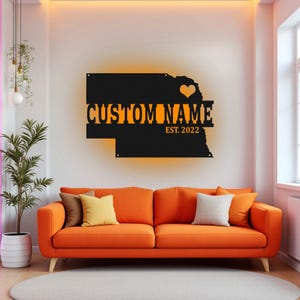Aangepaste metalen muurkunst Florida kaart met ledlicht, gepersonaliseerde decoratie Florida staat naambord voor kamer, Born In Florida metalen led-decor