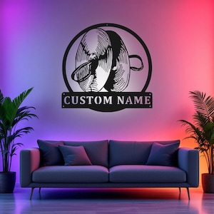 Benutzerdefinierte Becken Musikinstrument Metall Wandkunst mit LED-Licht, personalisierte Becken Lehrer Name Zeichen Dekoration für Zimmer, Becken Wohnkultur
