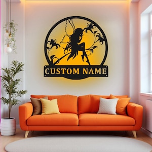 Custom Fairy Metal Wall Art With LED Light, Personalized Fairy Name Sign Decoration For Room, Fairy Metal Home Decor, Custom Fairy, Fairy